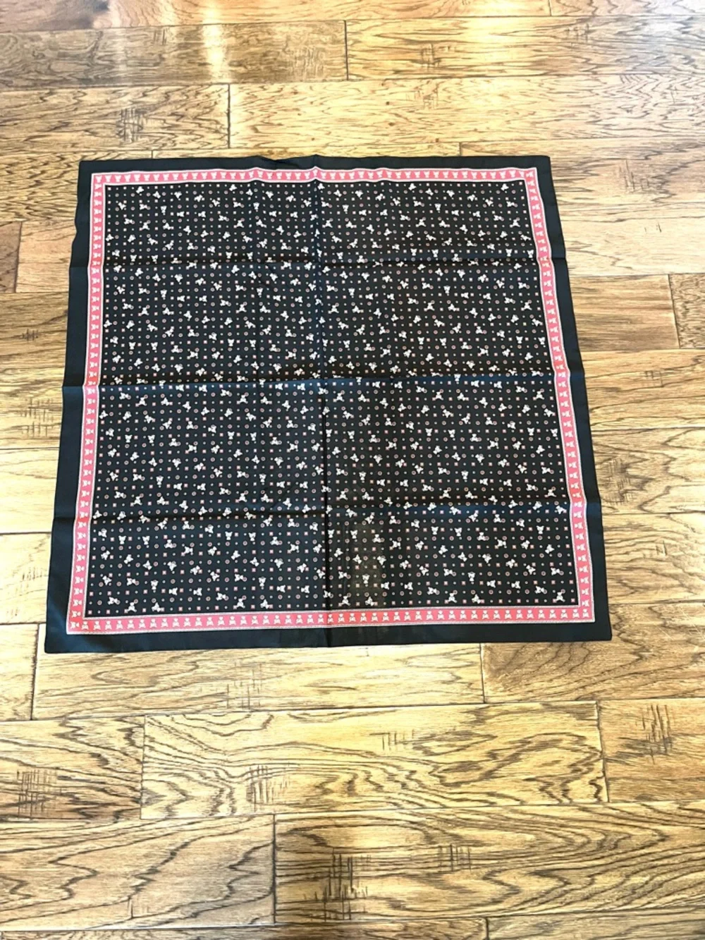 Teddy Bear Print Scarf with Gold-Plated Clip Made in Italy 30 x 30